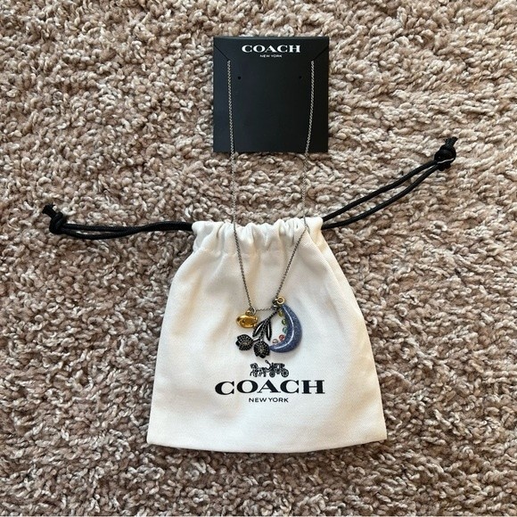 Coach Jet Flower Charm Necklace - Picture 1 of 4